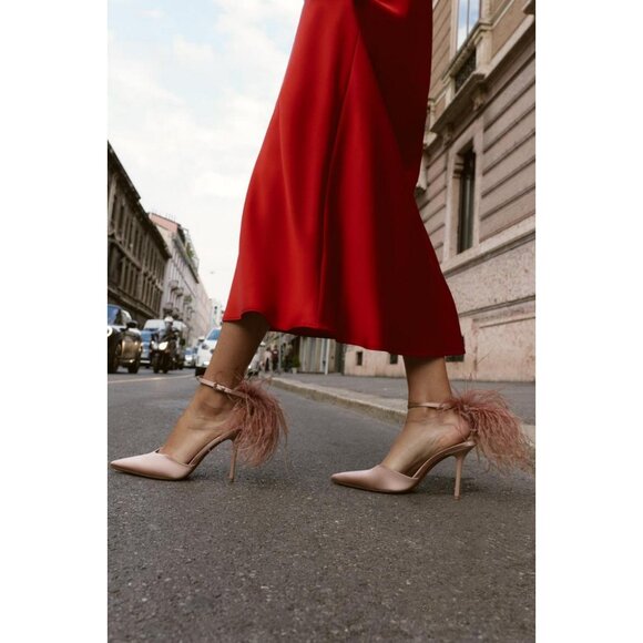 ZARA FEATHER HIGH HEELS - Picture 1 of 6